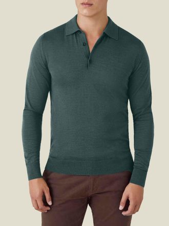 Luca Faloni Forest Green Silk-Cashmere Knitted Polo