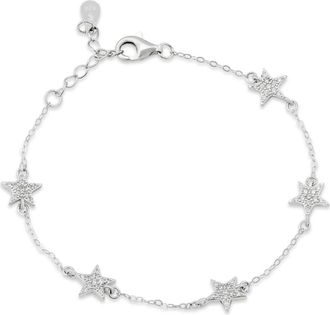 Savvy Cie Jewels Pav&eacute; Cubic Zirconia Star Station Bracelet in White at Nordstrom Rack