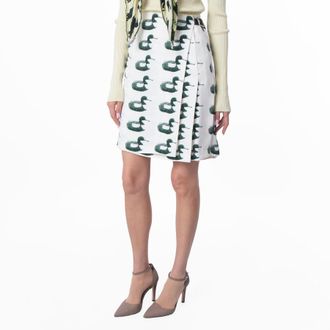 Burberry Duck Print Kilt Silk Skirt, Brand Size 4 (US Size 2)