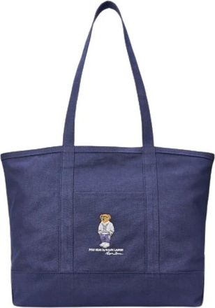 Polo Ralph Lauren Grote Polo Bear Tote Tas - Dames - Shoppers - Blauw - ONE Size - Katoen - Tassen
