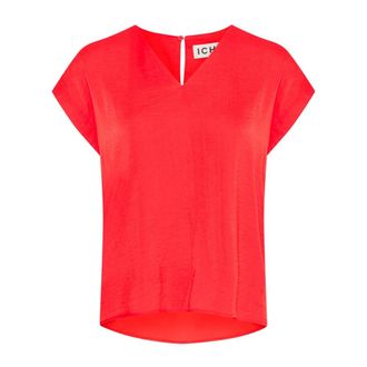 Ichi Ichi - Mars Rode Vrouwelijke Blouse met V-Hals - Dames - Tops - Rood - Maat: XS