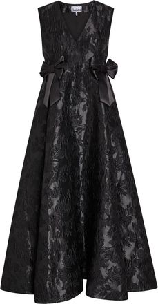 Ganni Floral-jacquard Cloqu&eacute; Midi Dress - Black - 42 (UK14 / L)
