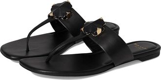 Kate Spade New York Spade Flower Thong Sandal Womens Wedge Shoes Black : 6.5 M, Leather