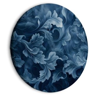 OEM Cuadro Redondo - Adornos Abstractos Hojas Victorianas Azul Oscuro / Adornos Abstractos Azul Oscuro Densos