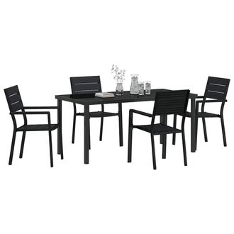 Berkfield Home Stylish 5 Piece Garden Dining Set Black HDPE