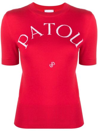Patou intarsia knit-logo knitted top - Red