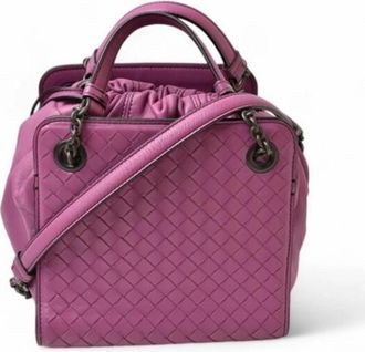 Bottega Veneta Tweedehands leren handtassen - Dames - Vintage Handtas - Paars - ONE Size - Leer - Vintage