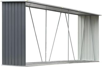 vidaXL Casetilla Para Le&ntilde;a Acero Galvanizado Gris 330x84x152 Cm Vidaxl