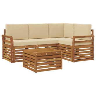 vidaXL Conjunto De Sof&aacute;s De Exterior Con Coj&iacute;n 5 Pcs Natural Y Beige Vidaxl
