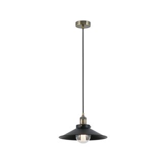 Netlighting Marlin 1 Light Dome Ceiling Pendant Black Gold with Black Shade E27