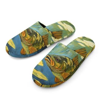 Generic Underwater Bass Fish Mens House Slippers Slip Indoor Slipper On Shoes Warm Outdoor