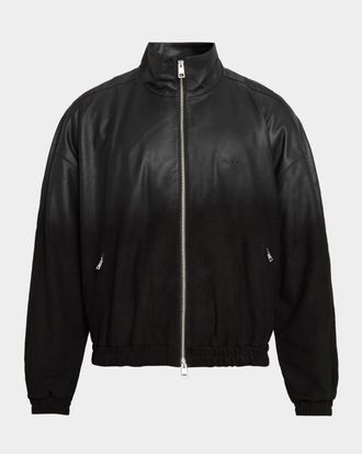 Purple Men & apos;s Leather Track Jacket