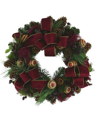 Creative Displays Inc. 24In Christmas Wreath With Glitter Ornaments & Bows