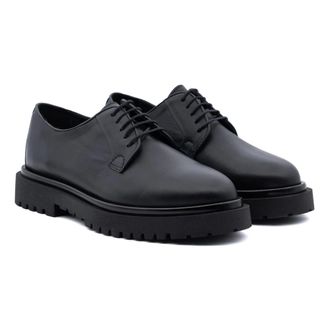 Antica Cuoieria Flat Schoenen - Heren - Veterschoenen - Zwart - 40 EU - Leer - Schoenen