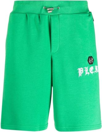 Philipp Plein Gothic logo-plaque track shorts - men - Polyester/Cotton - L - Green