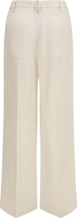 Brunello Cucinelli Womens Wide Pants Fluid Twill Panna Viscose; Linen Trousers