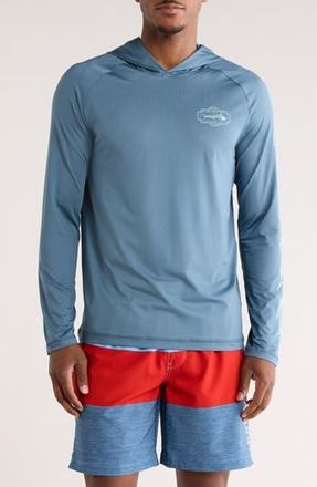 Hurley Bones UPF 50+ Long Sleeve Hooded Swim Shirt in Grey Teal at Nordstrom Rack, Size Small