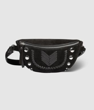 Jerome Dreyfuss Sac Lino Banane Cuir Su&eacute;d&eacute; Noir, Capsule Gaucho