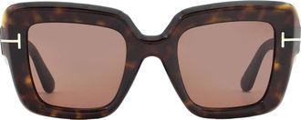 Tom Ford Esme Brown Square Ladies Sunglasses FT1157 52J 50