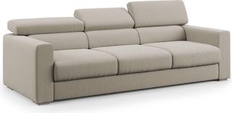 Divani.Store Dylan Sof&aacute; De 3 Plazas Con Pouf Extra&iacute;ble En Tejido Efecto Algod&oacute;n Impermeable 240 Cm Crema