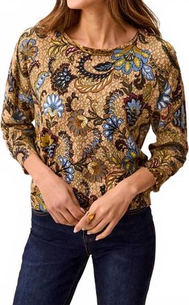 Tribal Three Quarter Sleeve Crewneck Sweater In Aloe