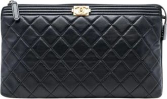 Chanel Pre-owned Clutches, female, Black, Size: ONE SIZE Pre-owned Quilted Clutch