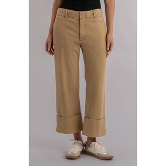 Kut from the Kloth Sienna High Waist Relaxed Straight Leg Twill Pants in Khaki at Nordstrom, Size 12