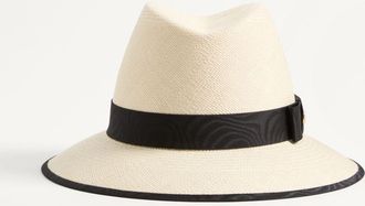 Valentino Garavani Cappello VLogo Signature in paglia con nastro in moire Donna NATURALE/NERO 55