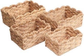 Happimess Coral Handwoven Water Hyancinth Scalloped Edge Nesting Storage Baskets in Natural at Nordstrom