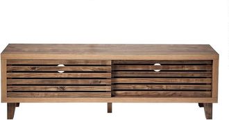 Calicosy Mueble de TV de 2 puertas correderas 140 cm - Efecto Madera oscura