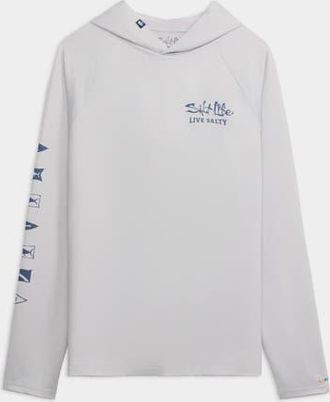 Salt Life Ocean Kin 2.0 Perforated Hoodie in Mist Grey at Nordstrom, Size Xx-Large