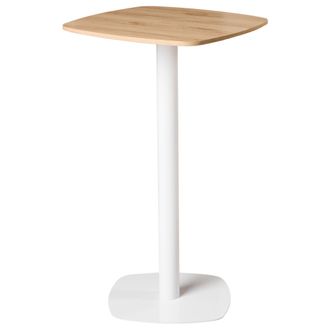 Beliani Mesa De Bar De Jard&iacute;n Con Base De Metal 60 X 60 Cm Marr&oacute;n Claro Y Blanco Morella