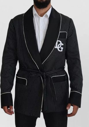 Dolce & Gabbana silk striped belted blazer