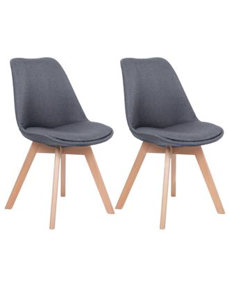 Beliani Set Di 2 Sedie Da Pranzo Poliestere Blu Scuro Gambe In Legno Lucide Dakota