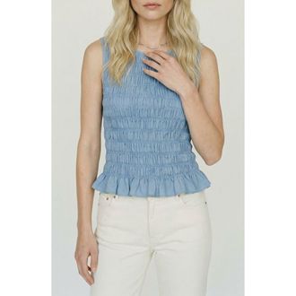 Vero Moda Nori Smocked Sleeveless Top in Brunnera Blue at Nordstrom Rack, Size X-Large