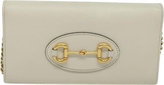 Gucci Horsebit White Leather Clutch Bag (Pre-Owned)