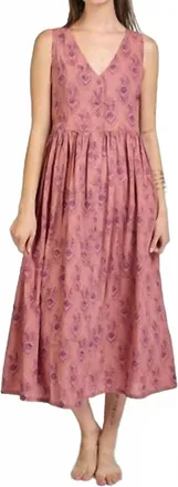Mata Traders Olivia Sleeveless Midi Dress In Rose