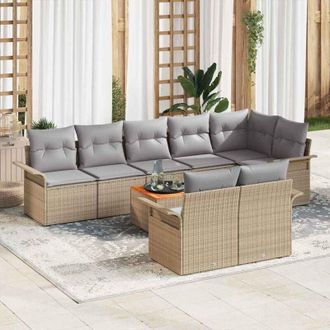 vidaXL Conjunto De Sof&aacute; De Jard&iacute;n 9 Pcs Beige Polirat&aacute;n Vidaxl