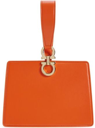 Ferragamo Double Gancio Leather Mini Clutch in Light Siena at Nordstrom