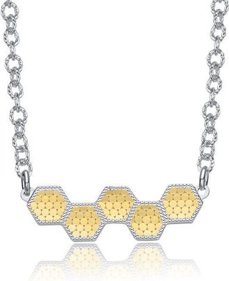 Rachel Glauber Two-Tone Honeycomb Harmony Bar Necklace