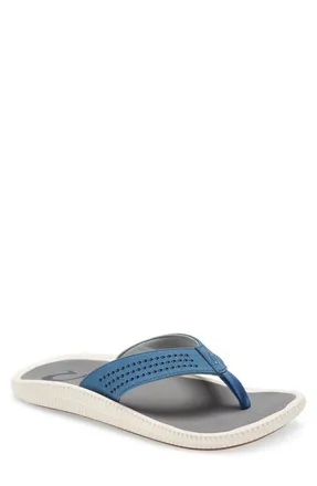 Olukai Ulele Flip Flop in Slate Blue/charcoal at Nordstrom, Size 12