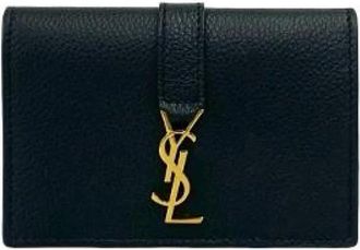 Saint Laurent Pre-owned Cassandra Leren Kaarthouder - Dames - Vintage Accessoires - Zwart - ONE Size - Leer - Vintage