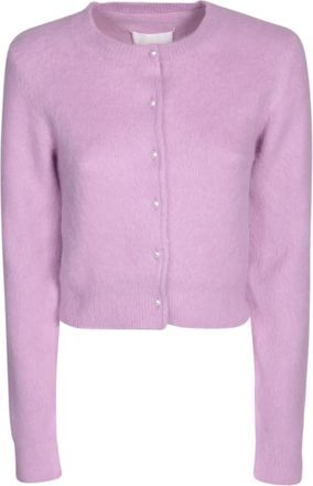 Maison Margiela Roze Angora Wol Crop Cardigan - Dames - Vesten - Roze - S - Wol - Truien & Vesten