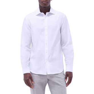 Bugatchi Axel Shaped Fit Jacquard Button-Up Shirt in White at Nordstrom Rack, Size Medium