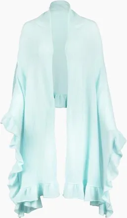Kinross Cashmere Ruffle Trim Wrap in Aquatic at Nordstrom