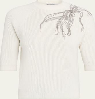 Brunello Cucinelli Cashmere Sweater with Monili Embroidery
