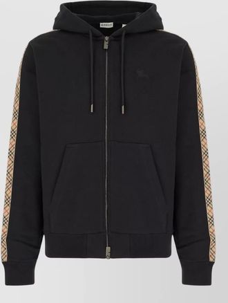 Burberry cotton zip-up hooded sweatshirt