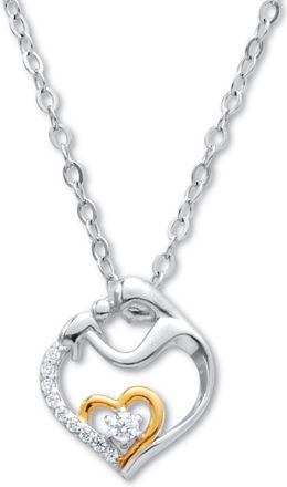 Palm Beach Jewelry 13 TCW Cubic Zirconia Heart in Silvertone Pendant, 20-inch with 2-inch Extender