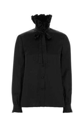 Gucci Black Ruffled Silk Shirt
