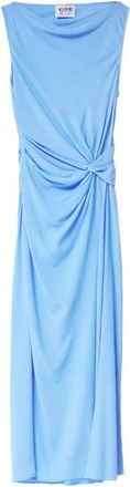 Moschino Blauwe Crepe Midi Jurk - Dames - Casual kleedjes - Blauw - L - Kleedjes